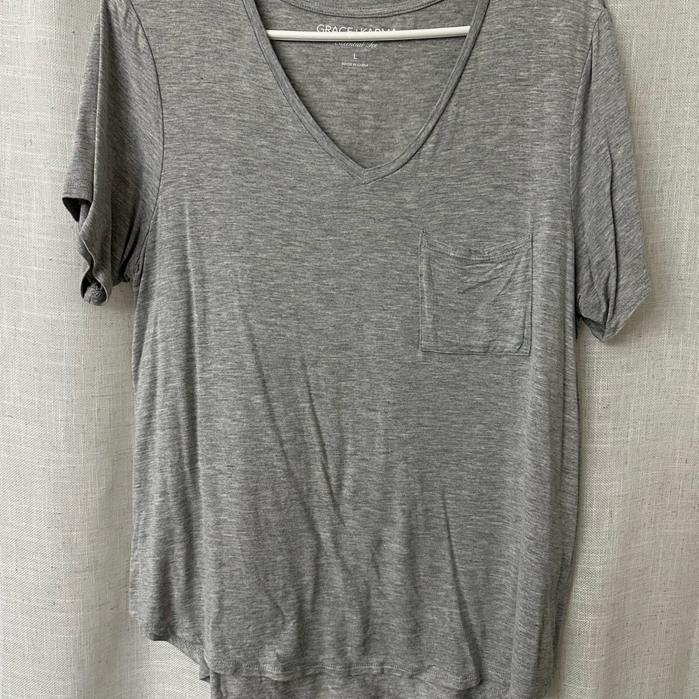 Casual Gray V-Neck Women's Tee